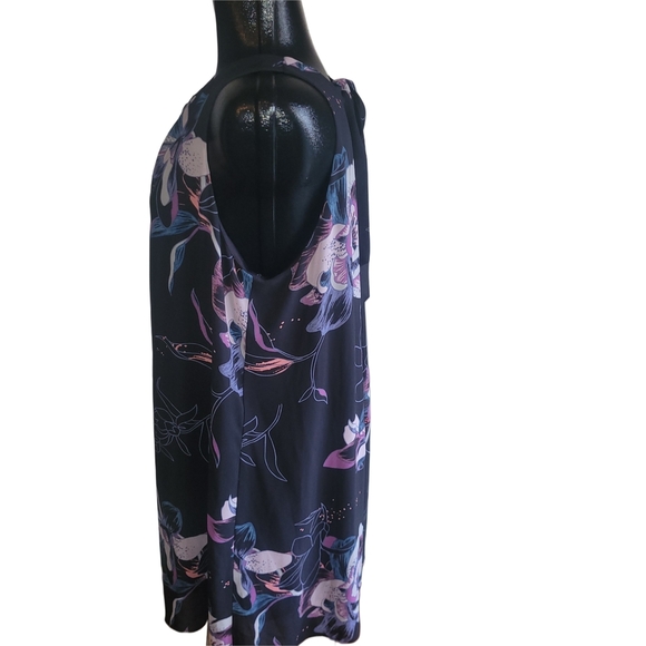 Reitmans Black Sleeveless Floral Print Dress L - Picture 4 of 5